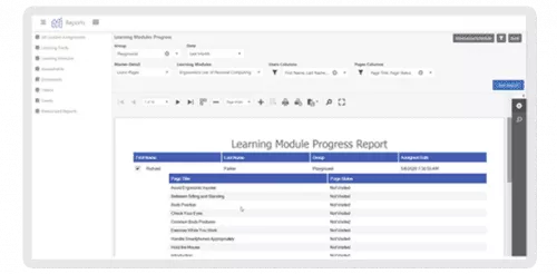 eLearning Content Reports and Dashboards